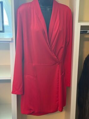 Zara Red Tailored Wrap Blazer Dress/Romper